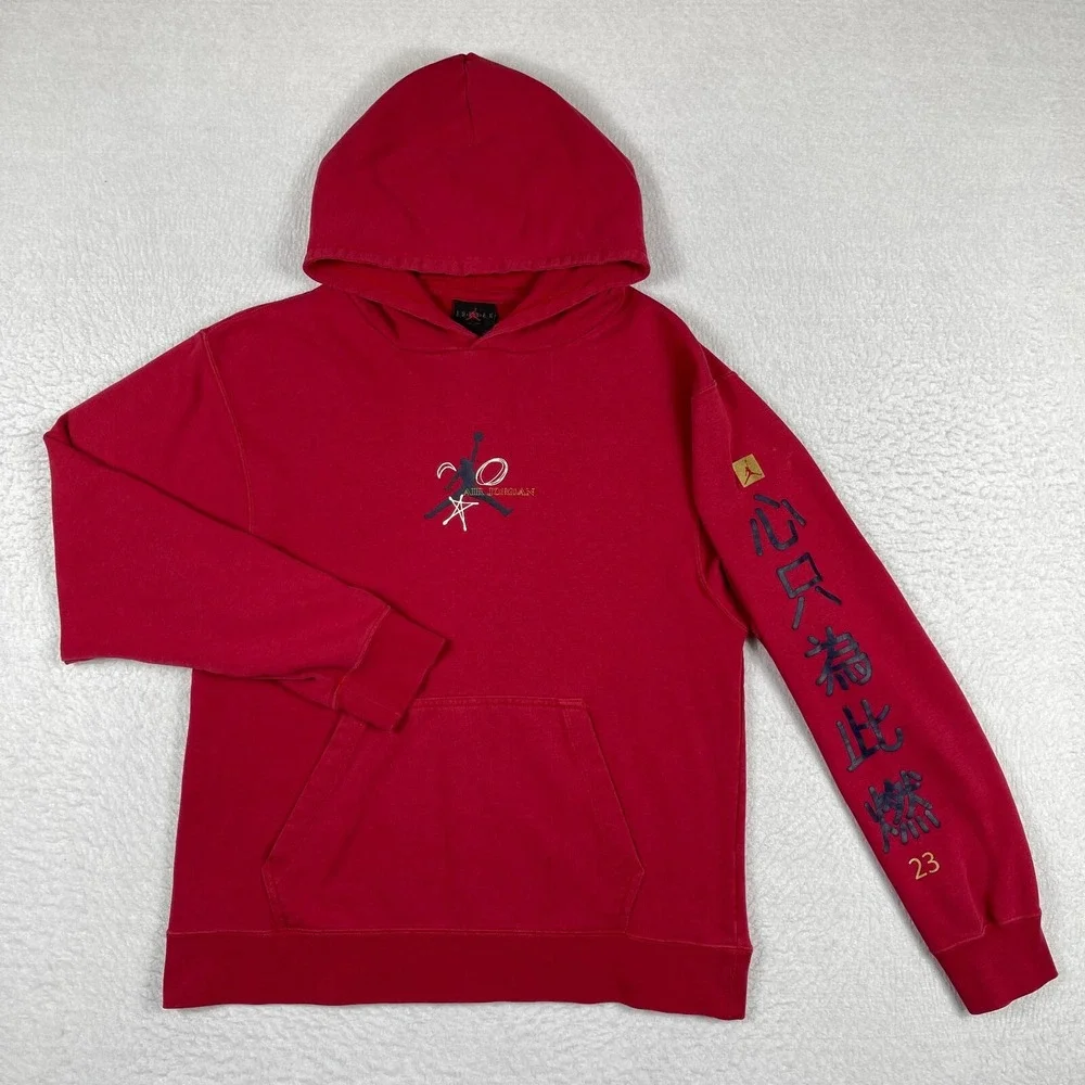 Jordan Hoodie‎ Mens Small Red Graphic Jumpman Kanji Sleeve Print Pullover